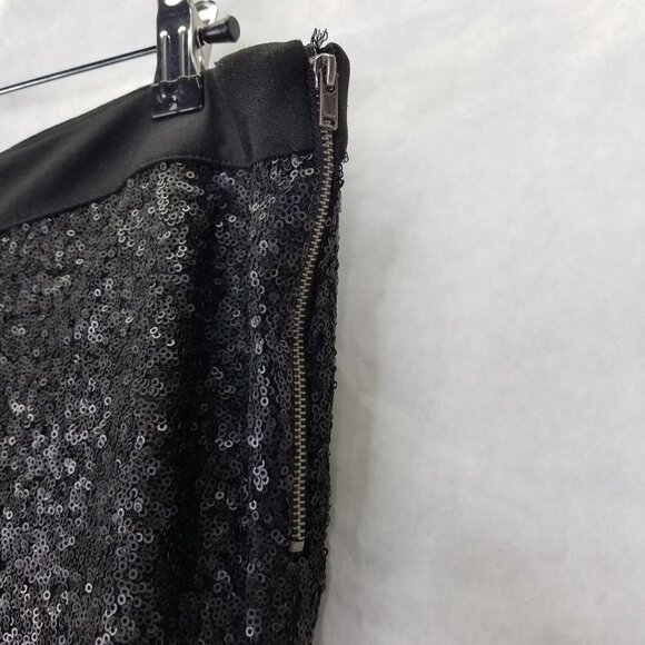 Akira Chicago Flare Pants Women L High Waist Semi Sheer Sequin Black Sparkle NEW - Picture 3 of 16